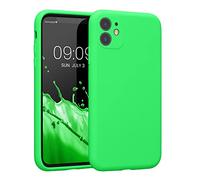 kwmobile Carcasa Compatible con Apple iPhone 11 Funda - Case TPU y Silicona con Interior de Microfibra - Suave Protector antigolpes para móvil - Verde neón