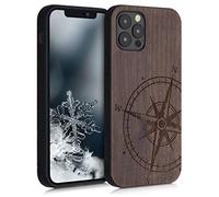 kwmobile Carcasa Compatible con Apple iPhone 12 / iPhone 12 Pro Funda - Funda de Madera con Bumper antigolpes - de Aguja magnética