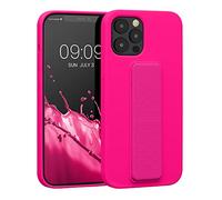 kwmobile Carcasa Compatible con Apple iPhone 12 Pro MAX - Funda para móvil con Soporte y Agarre para Dedo Rosa neón