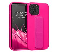 kwmobile Carcasa Compatible con Apple iPhone 13 Pro MAX - Funda para móvil con Soporte y Agarre para Dedo Rosa neón