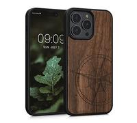 kwmobile Carcasa Compatible con Apple iPhone 14 Pro MAX Funda - Funda de Madera con Bumper antigolpes - de Aguja magnética