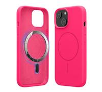 kwmobile Carcasa Compatible con Apple iPhone 15 - Funda magnética Compatible con MagSafe - Funda Interior de Microfibra y Exterior Antideslizante - Rosa neón