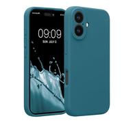 kwmobile Carcasa Compatible con Apple iPhone 16 Funda - Case TPU y Silicona con Interior de Microfibra - Suave Protector antigolpes para móvil - petróleo Mate