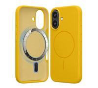 kwmobile Carcasa Compatible con Apple iPhone 16 - Funda magnética Compatible con MagSafe - Funda Interior de Microfibra y Exterior Antideslizante - Amarillo chillón
