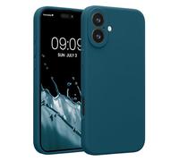 kwmobile Carcasa Compatible con Apple iPhone 16 Plus Funda - Case TPU y Silicona con Interior de Microfibra - Suave Protector antigolpes para móvil - petróleo Mate