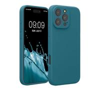 kwmobile Carcasa Compatible con Apple iPhone 16 Pro MAX Funda - Case TPU y Silicona con Interior de Microfibra - Suave Protector antigolpes para móvil - petróleo Mate