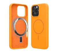 kwmobile Carcasa Compatible con Apple iPhone 16 Pro MAX - Funda magnética Compatible con MagSafe - Funda Interior de Microfibra y Exterior Antideslizante - Naranja afrutado