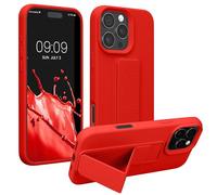 kwmobile Carcasa Compatible con Apple iPhone 16 Pro MAX - Funda para móvil con Soporte y Agarre para Dedo Rojo
