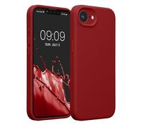 kwmobile Carcasa Compatible con Apple iPhone 16e Funda - Case TPU y Silicona con Interior de Microfibra - Suave Protector antigolpes para móvil - Rojo lacre