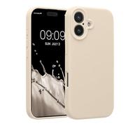 kwmobile Carcasa Compatible con Apple iPhone 17 Funda - Case TPU y Silicona con Interior de Microfibra - Suave Protector antigolpes para móvil - Crema