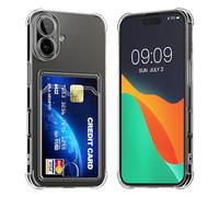 kwmobile Carcasa Compatible con Apple iPhone 17 Funda Transparente con Tarjetero - Funda con Cartera con Espacio para Tarjetas - Transparente