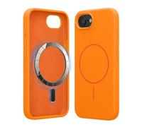 kwmobile Carcasa Compatible con Apple iPhone 17e / iPhone 16e - Funda magnética Compatible con MagSafe - Funda Interior de Microfibra y Exterior Antideslizante - Naranja afrutado