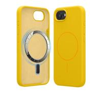 kwmobile Carcasa Compatible con Apple iPhone 17e / iPhone 16e - Funda magnética Compatible con MagSafe - Funda Interior de Microfibra y Exterior Antideslizante - Amarillo chillón