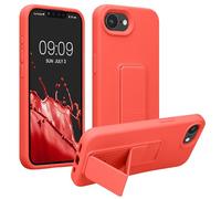 kwmobile Carcasa Compatible con Apple iPhone 17e / iPhone 16e - Funda para móvil con Soporte y Agarre para Dedo Coral