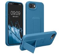 kwmobile Carcasa Compatible con Apple iPhone 17e / iPhone 16e - Funda para móvil con Soporte y Agarre para Dedo Azul océano