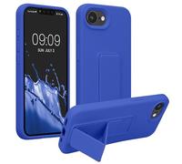 kwmobile Carcasa Compatible con Apple iPhone 17e / iPhone 16e - Funda para móvil con Soporte y Agarre para Dedo Azul báltico