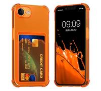 kwmobile Carcasa Compatible con Apple iPhone 17e / iPhone 16e Funda Transparente con Tarjetero - Funda con Cartera con Espacio para Tarjetas - Naranja afrutado/Transparente