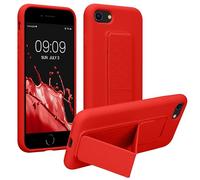 kwmobile Carcasa Compatible con Apple iPhone SE (2022/2020) / 8/7 - Funda para móvil con Soporte y Agarre para Dedo Rojo