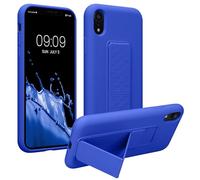 kwmobile Carcasa Compatible con Apple iPhone XR - Funda para móvil con Soporte y Agarre para Dedo Azul báltico