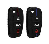 kwmobile Carcasa Compatible con Audi Llave de Coche Plegable de 3 Botones - Funda Protectora de Silicona - 2X Case para Mando de Auto en Negro/Rojo/Negro/Azul