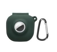 kwmobile Carcasa Compatible con Beats Fit Pro y Airtag - Funda de Silicona Antipérdida y Antigolpes con Mosquetón - Verde Oscuro