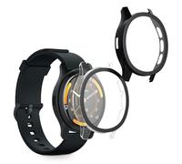 kwmobile Carcasa Compatible con Garmin Venu 3S Funda - 2X Protector Pantalla Completo de Cristal Templado - Ultrafino y antigolpes - Transparente/Negro