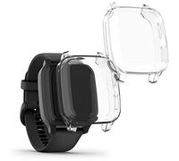 kwmobile Carcasa Compatible con Garmin Venu Sq Music/Sq Funda - 2X Protector Pantalla Completo - Ultrafino y antigolpes - Transparente