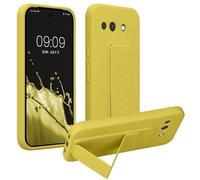 kwmobile Carcasa Compatible con Google Pixel 10a - Funda para móvil con Soporte y Agarre para Dedo Amarillo chillón