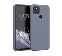 kwmobile Carcasa Compatible con Google Pixel 4a 5G Funda de Silicona - Flexible con Interior de Microfibra - Suave Protector antigolpes - Gris Azulado