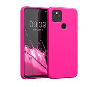 kwmobile Carcasa Compatible con Google Pixel 4a 5G Funda de Silicona - Flexible con Interior de Microfibra - Suave Protector antigolpes - Rosa neón