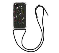 kwmobile Carcasa Compatible con Google Pixel 4a Funda con Cuerda - Funda con Correa Colgante - Cordón Ajustable - Bordes elevados - Flores Colores