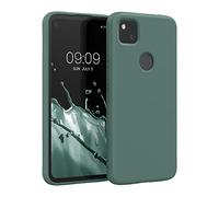 kwmobile Carcasa Compatible con Google Pixel 4a Funda de Silicona - Flexible con Interior de Microfibra - Suave Protector antigolpes - Verde Bosque