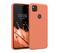 kwmobile Carcasa Compatible con Google Pixel 4a Funda de Silicona - Flexible con Interior de Microfibra - Suave Protector antigolpes - Coral neón