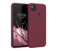 kwmobile Carcasa Compatible con Google Pixel 4a Funda de Silicona - Flexible con Interior de Microfibra - Suave Protector antigolpes - Rojo lacre