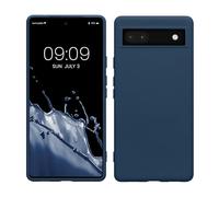 kwmobile Carcasa Compatible con Google Pixel 6a Funda de Silicona - Flexible con Interior de Microfibra - Suave Protector antigolpes - Azul Marino