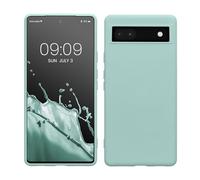 kwmobile Carcasa Compatible con Google Pixel 6a Funda de Silicona - Flexible con Interior de Microfibra - Suave Protector antigolpes - Menta Cool