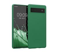 kwmobile Carcasa Compatible con Google Pixel 6a Funda de Silicona - Flexible con Interior de Microfibra - Suave Protector antigolpes - Verde trébol