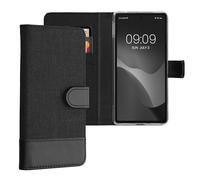 kwmobile Carcasa Compatible con Google Pixel 7a - Funda Protectora con Tapa Tarjetero y Soporte - Antracita/Negro