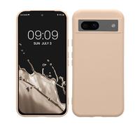 kwmobile Carcasa Compatible con Google Pixel 8a Funda de Silicona - Flexible con Interior de Microfibra - Suave Protector antigolpes - Beige Rosa Claro
