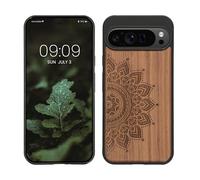 kwmobile Carcasa Compatible con Google Pixel 9 Pro XL Funda - Funda de Madera de Nogal con Bumper antigolpes - Sol Naciente