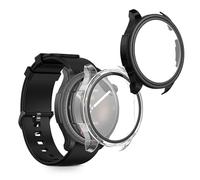 kwmobile Carcasa Compatible con Huami Amazfit Balance A2286 Funda - 2X Protector Pantalla Completo de Cristal Templado - Ultrafino y antigolpes - Transparente/Negro