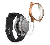 kwmobile Carcasa Compatible con Huami Amazfit GTR 4 Funda - 2X Protector Pantalla Completo - Ultrafino y antigolpes - Oro Rosa/Transparente