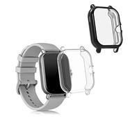 kwmobile Carcasa Compatible con Huami Amazfit GTS 2 / Amazfit GTS 2e Funda - 2X Protector Pantalla Completo - Ultrafino y antigolpes - Negro/Transparente