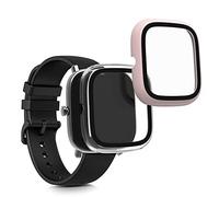 kwmobile Carcasa Compatible con Huami Amazfit GTS 2 Mini Funda - 2X Protector Pantalla Completo de Cristal Templado - Ultrafino y antigolpes - Rosa Vintage/Transparente