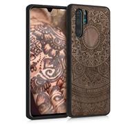 kwmobile Carcasa Compatible con Huawei P30 Pro Funda - Funda de Madera de Nogal con Bumper antigolpes - Sol hindú