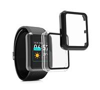 kwmobile Carcasa Compatible con Huawei Watch D Funda - 2X Protector Pantalla Completo de Cristal Templado - Ultrafino y antigolpes - Negro/Transparente