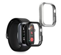 kwmobile Carcasa Compatible con Huawei Watch D2 Funda - 2X Protector Pantalla Completo - Ultrafino y antigolpes - Negro/Plata