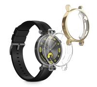 kwmobile Carcasa Compatible con Huawei Watch GT4 41mm Funda - 2X Protector Pantalla Completo - Ultrafino y antigolpes - Transparente/Dorado