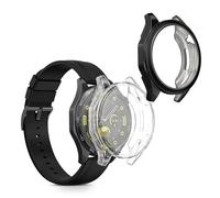 kwmobile Carcasa Compatible con Huawei Watch GT4 46mm Funda - 2X Protector Pantalla Completo - Ultrafino y antigolpes - Transparente/Negro
