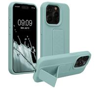 kwmobile Carcasa Compatible con iPhone 15 Pro MAX - Funda para móvil con Soporte y Agarre para Dedo Menta
